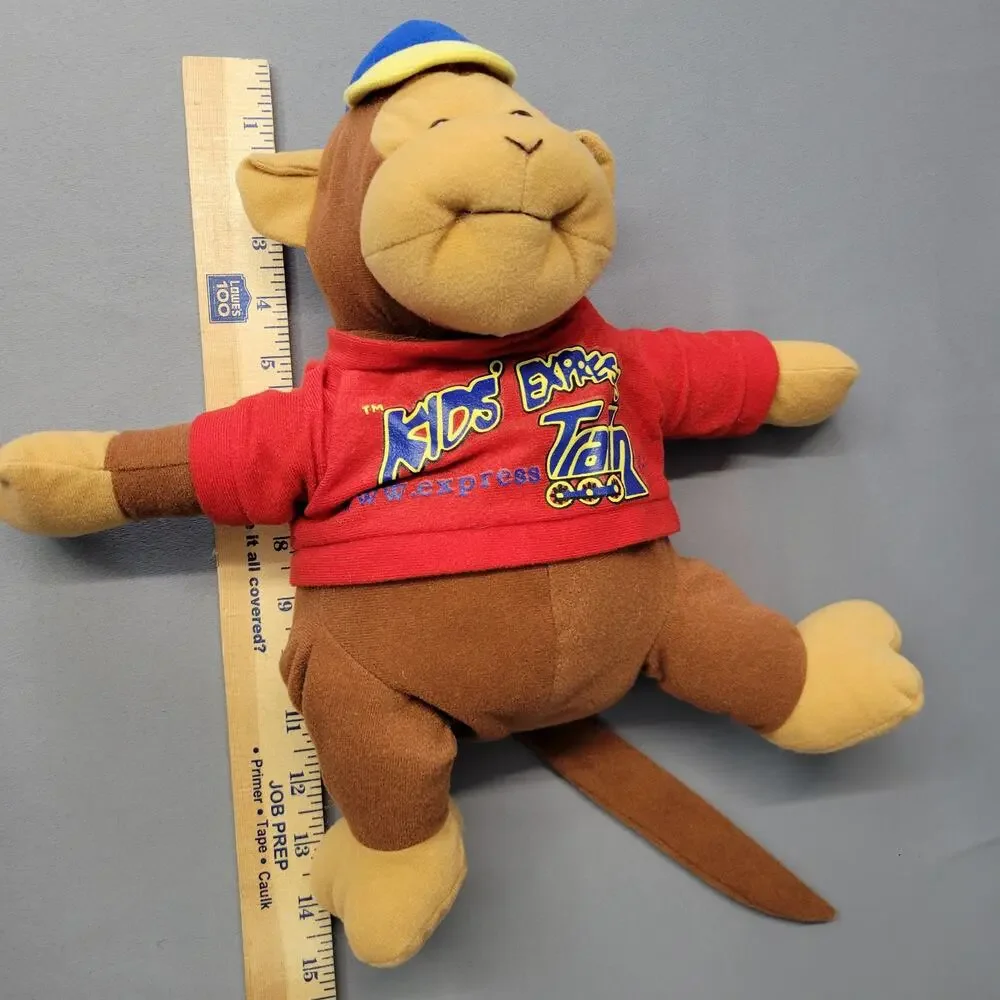 Kids‎ Express Train Monkey Plush Toy Brown Red Blue 14